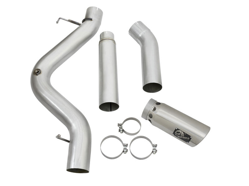 aFe LARGE Bore HD 5in Exhausts DPF-Back SS w/ Pol Tips 16-17 GM Diesel Truck V8-6.6L (td) LML/L5P - Burkken Auto Parts