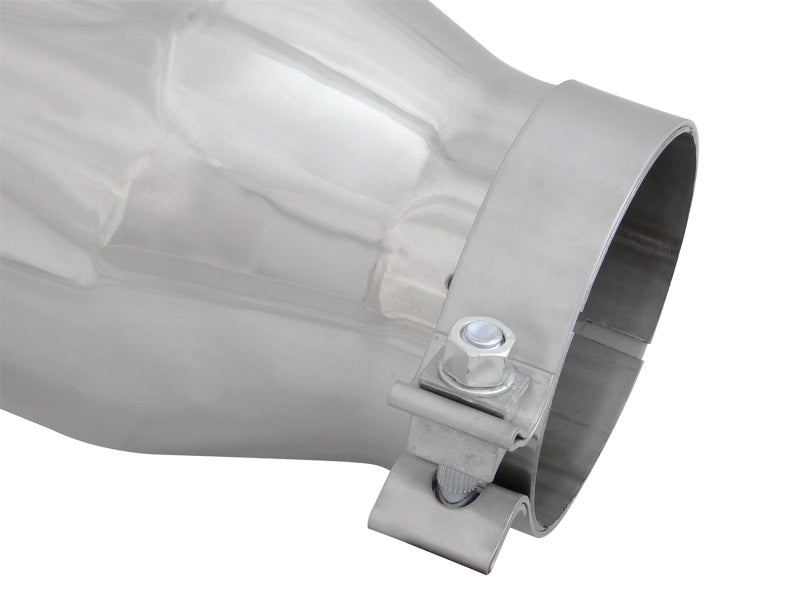 aFe MACH Force-XP 304 SS Right Side Single Wall Polished Exhaust Tip 4in Inlet x 6in Outlet x 12in L - Burkken Auto Parts