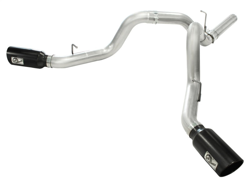 aFe MACHForce XP Exhaust Aluminized Dual Split DPF Back 11-15 GM Diesel Truck V8-6.6L (td) (BLK tip) - Burkken Auto Parts