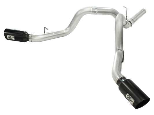 aFe MACHForce XP Exhaust Aluminized Dual Split DPF Back 11-15 GM Diesel Truck V8-6.6L (td) (BLK tip) - Burkken Auto Parts