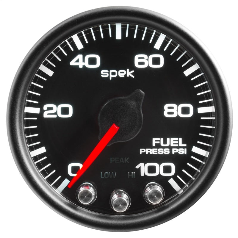Autometer Spek-Pro Gauge Fuel Press 2 1/16in 100psi Stepper Motor W/Peak & Warn Blk/Blk - Burkken Auto Parts