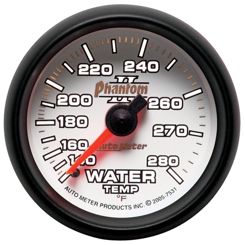 Autometer Phantom II 52.4mm Mechanical 140-280 Deg F Water Temperature Gauge - Burkken Auto Parts