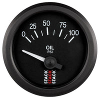 Autometer Stack Instruments 52mm 0-100 PSI 1/8in NPTF Electronic Oil Pressure Gauge - Black - Burkken Auto Parts