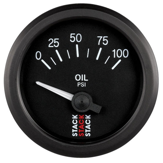 Autometer Stack Instruments 52mm 0-100 PSI 1/8in NPTF Electronic Oil Pressure Gauge - Black - Burkken Auto Parts