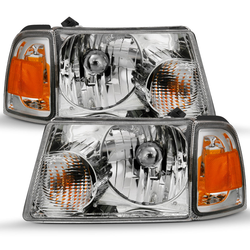 ANZO 2001-2011 Ford Ranger Crystal Headlight Chrome w/Corner Lights (OE Replacement) - Burkken Auto Parts