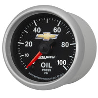 AutoMeter Gauge Oil Press 2-1/16in. 100PSI Digital Stepper Motor Chevy Gold Bowtie - Burkken Auto Parts