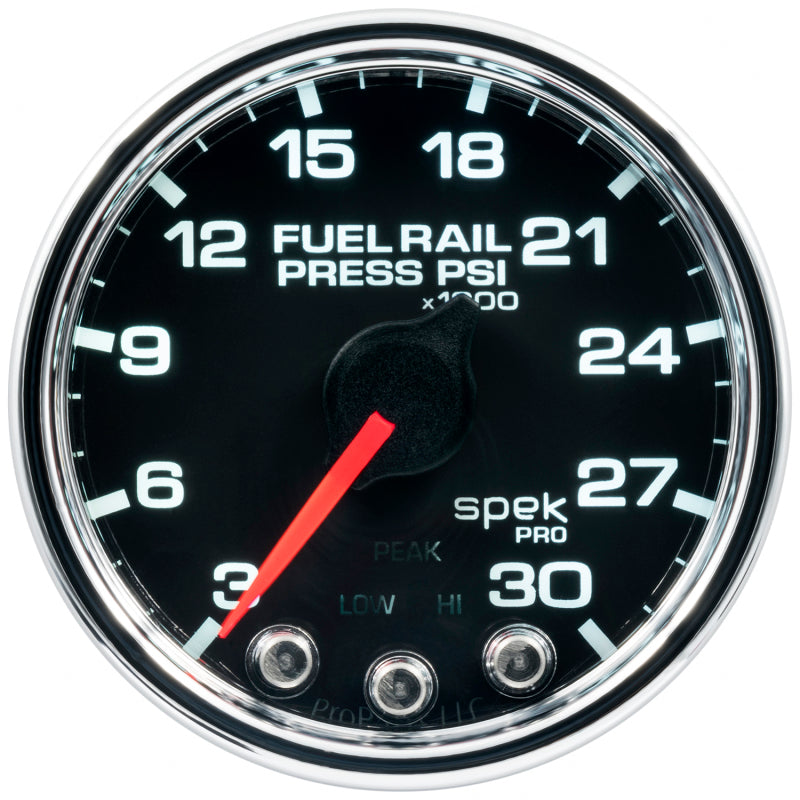Autometer Spek-Pro Gauge Rail Press 2 1/16in 30Kpsi Stepper Motor W/Peak & Warn Blk/Chrm - Burkken Auto Parts