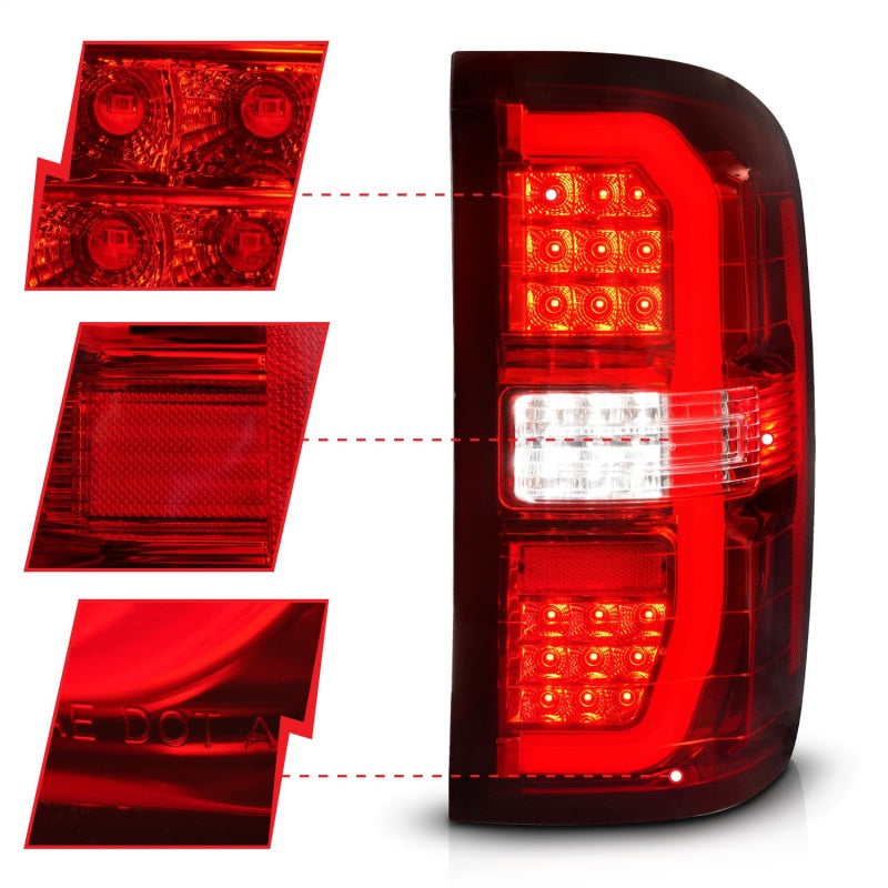 ANZO 14-18 GMC Sierra 1500 LED Taillights Red/Clear - Burkken Auto Parts