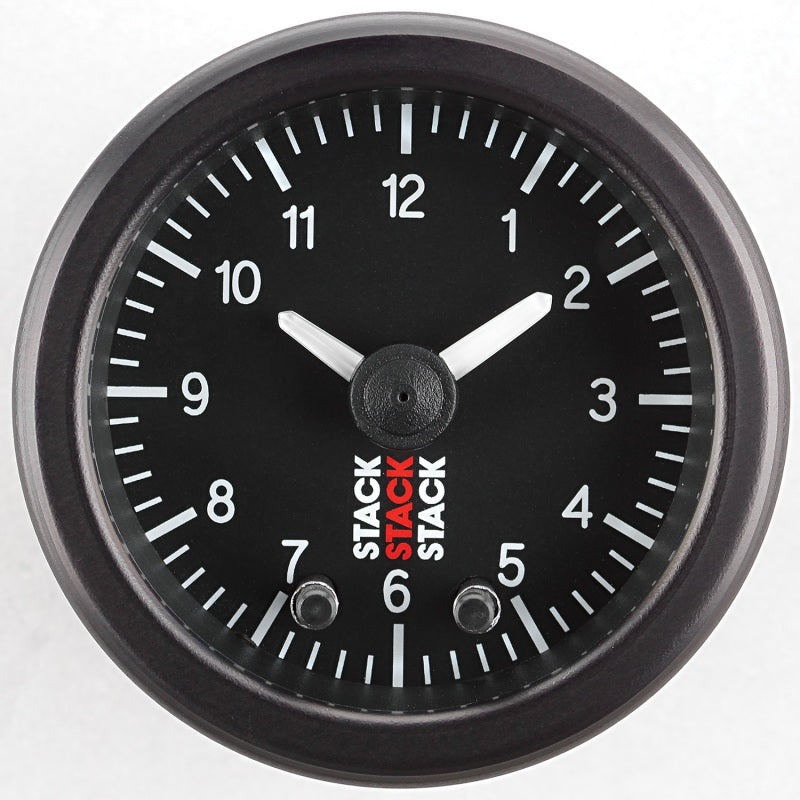 Autometer Stack Analog Clock Gauge - Black - Burkken Auto Parts