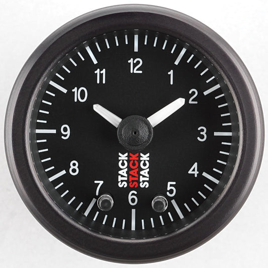 Autometer Stack Analog Clock Gauge - Black - Burkken Auto Parts