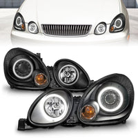 ANZO 1998-2005 Lexus Gs300 Projector Headlights w/ Halo Black - Burkken Auto Parts