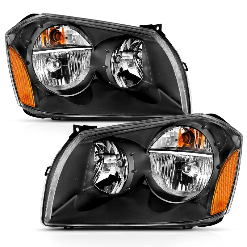 ANZO 2005-2007 Dodge Magnum Crystal Headlight  Black Amber - Burkken Auto Parts