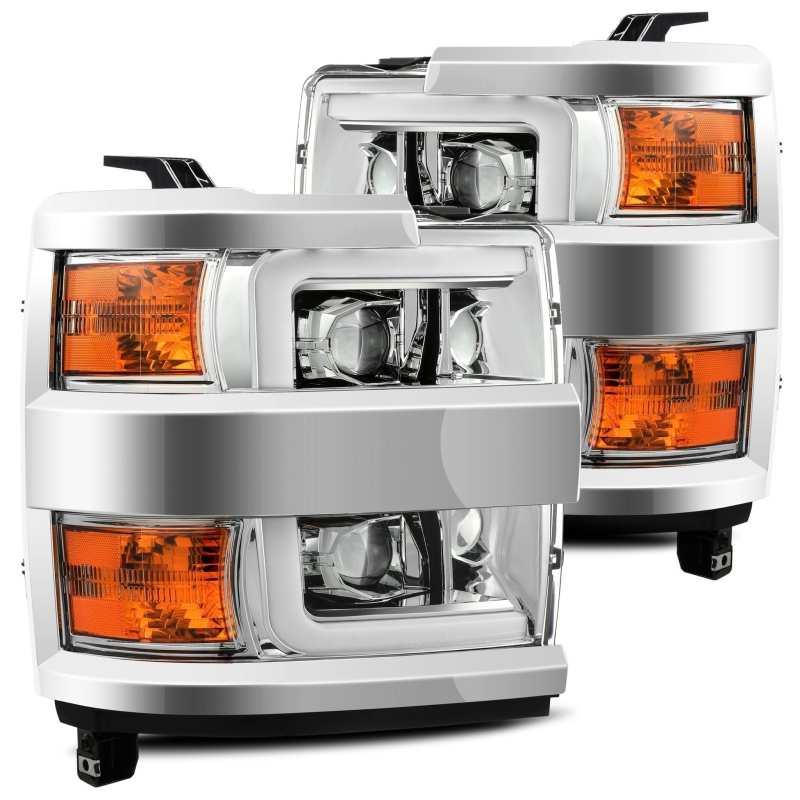 AlphaRex 15-19 Chevy Silverado 2500HD PRO-Series Headlight Plank Chrome w/Activ Light/Seq Signal/DRL - Burkken Auto Parts