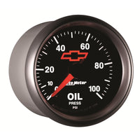 Autometer GM Bowtie Black 2-1/16in 0-100 PSI Oil Pressure - Stepper Motor - Burkken Auto Parts