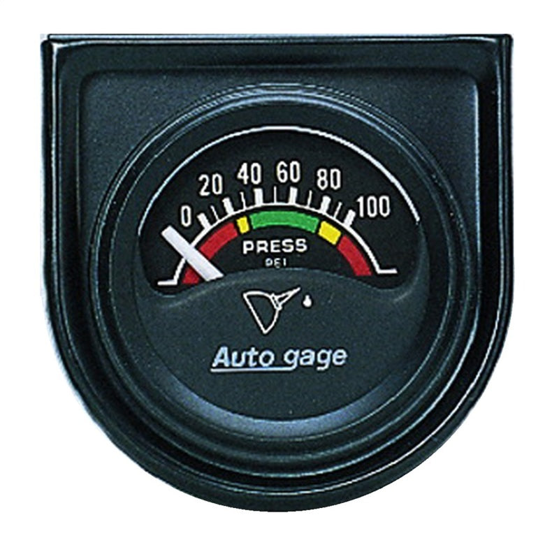 Autometer AutoGage Gauge Console 1.5in 100psi Electric Oil Pressure Gauge - Black Dial/Black Bezel - Burkken Auto Parts