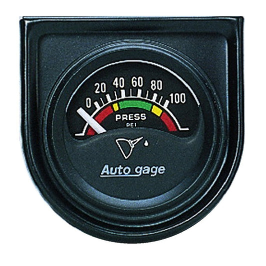 Autometer AutoGage Gauge Console 1.5in 100psi Electric Oil Pressure Gauge - Black Dial/Black Bezel - Burkken Auto Parts