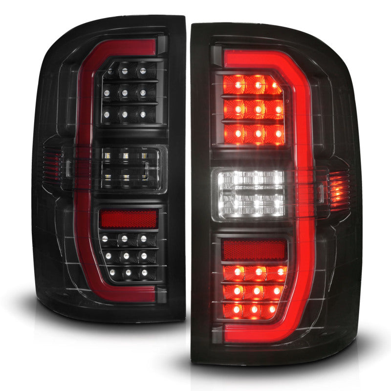 ANZO 14-18 GMC Sierra 1500 Full LED Taillights Black Housing Smoke Lens (w/C Light Bars) - Burkken Auto Parts
