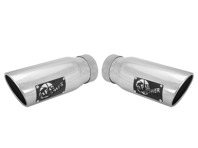 aFe MACHForce-XP 304 Stainless Steel Polished Exhaust Tip 3.5in x 4.5in Out x 12in L Clamp-On - Burkken Auto Parts