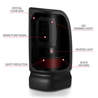 ANZO 1994-2001 Dodge Ram 1500 LED Taillights Plank Style Black w/Smoke Lens - Burkken Auto Parts