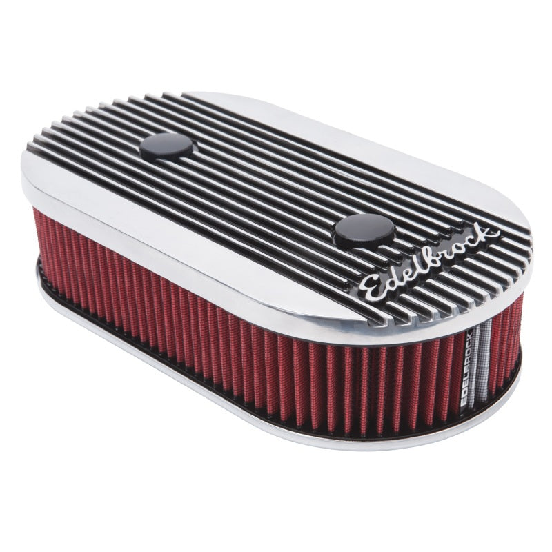 Edelbrock Air Cleaner Elite II Oval Dual-Quad Carbs 2 5In Red Element Polished - Burkken Auto Parts