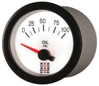 Autometer Stack 52mm 0-100 PSI 1/8in NPTF Electric Oil Pressure Gauge - White - Burkken Auto Parts