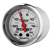Autometer Marine Chrome Ultra-Lite 2-1/16in 0-30 HG / 0-20 PSI Vacuum / Boost Gauge - Burkken Auto Parts