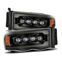 AlphaRex 02-05 Dodge Ram 1500 NOVA LED Proj Headlights Alpha Black w/Activ Light/Seq Signal - Burkken Auto Parts