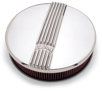 Edelbrock Air Cleaner Classic Series Round Aluminum Top Cloth Element 14In Dia X 3 9In Polished - Burkken Auto Parts