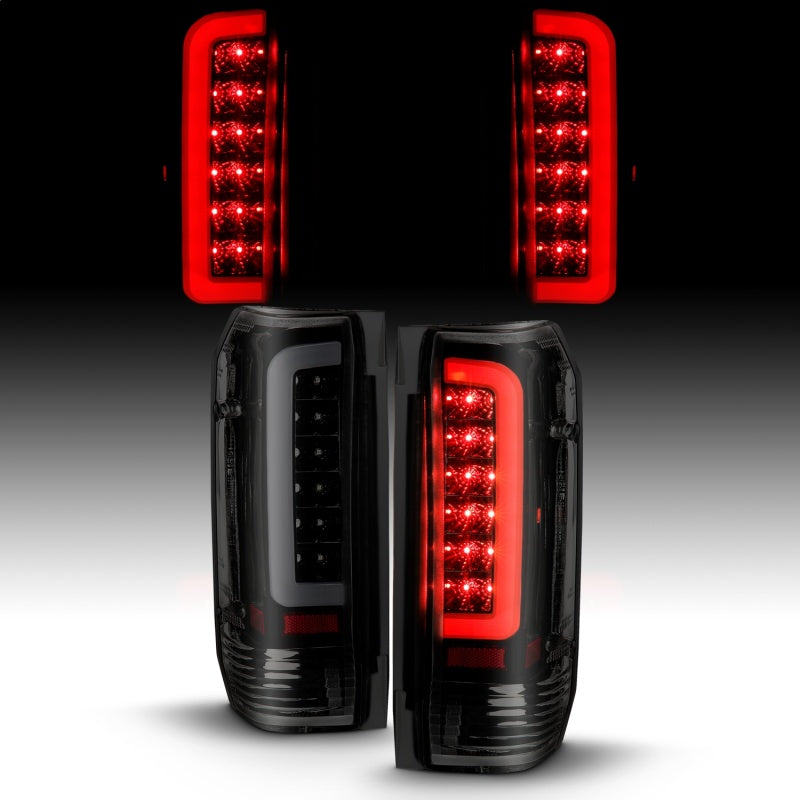 ANZO 1987-1996 Ford F-150 LED Taillights Black Housing Smoke Lens (Pair) - Burkken Auto Parts
