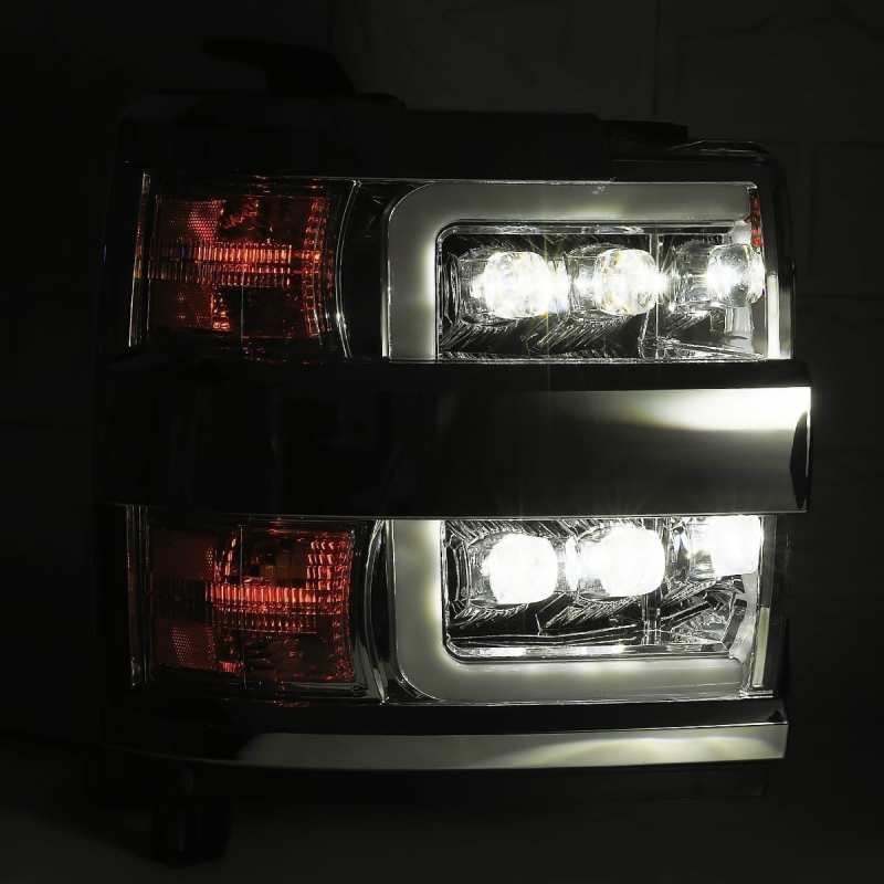 AlphaRex 15-18 Chevy 2500HD NOVA LED Proj Headlight Plank Style Jet Blk w/Activ Light/Seq Signal/DRL - Burkken Auto Parts
