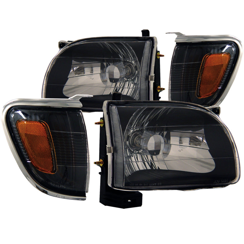 ANZO 2001-2004 Toyota Tacoma Crystal Headlights Black - Burkken Auto Parts