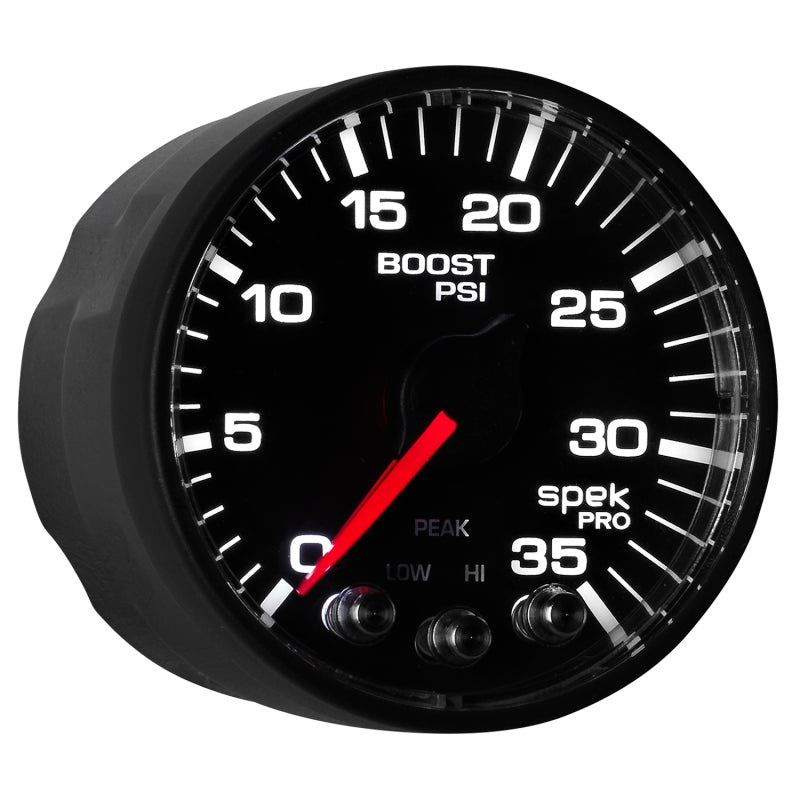 Autometer Spek-Pro Gauge Boost 2 1/16in 35psi Stepper Motor W/Peak & Warn Black/Black - Burkken Auto Parts