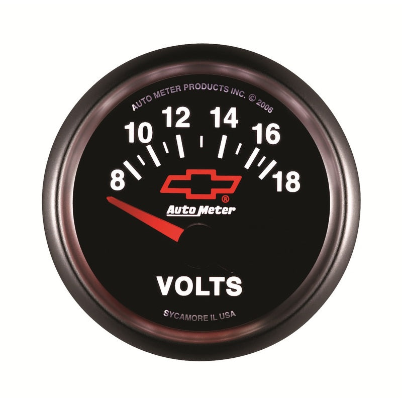 Autometer GM Bowtie Black 2-1/16 Voltmeter 8-18V - Burkken Auto Parts