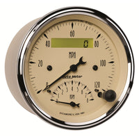 AutoMeter Gauge Tach/Speedo 3-3/8in. 120MPH & 8K RPM Elec. Program. Antq Beige - Burkken Auto Parts