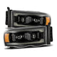 AlphaRex 02-05 Dodge Ram 1500 PRO-Series Projector Headlights Plank Style Alpha Black w/Seq Signal - Burkken Auto Parts