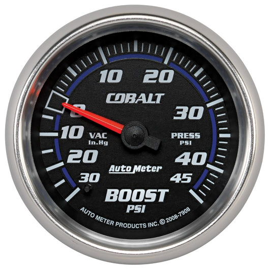 AutoMeter Gauge Vac/Boost 2-5/8in. 30Inhg-45PSI Mechanical Cobalt - Burkken Auto Parts
