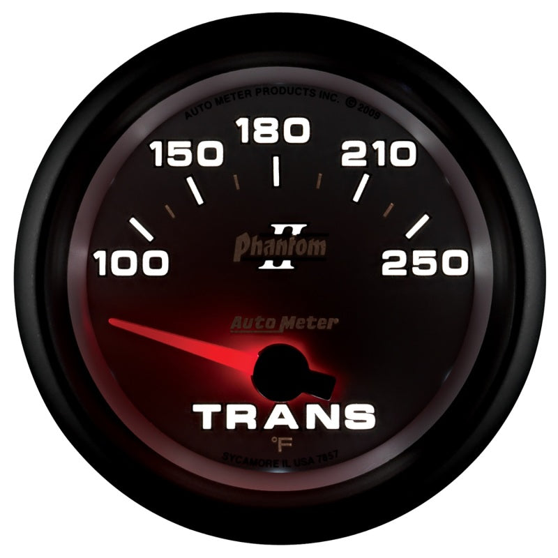 AutoMeter Gauge Transmission Temp 2-5/8in. 100-250 Deg. F Electric Phantom II - Burkken Auto Parts