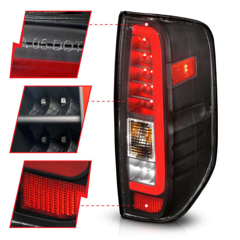 ANZO 2005-2021 Nissan Frontier LED Taillights Black Housing/Clear Lens - Burkken Auto Parts
