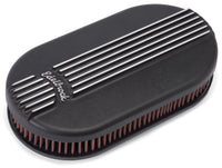 Edelbrock Air Cleaner Classic Series Oval Aluminum Top Cloth Element 17 5In X 9 35In X 3 9In Black - Burkken Auto Parts