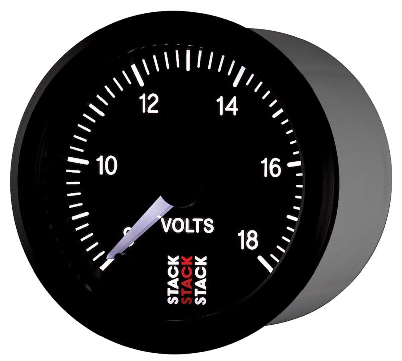 Autometer Stack 52mm 8-18V Pro Stepper Motor Battery Voltage Gauge - Black - Burkken Auto Parts