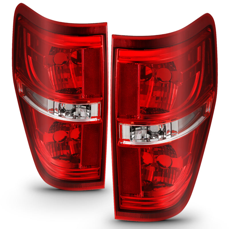 ANZO 2009-2014 Ford F-150 Euro Taillight Red/Clear (W/O Bulb) - Burkken Auto Parts