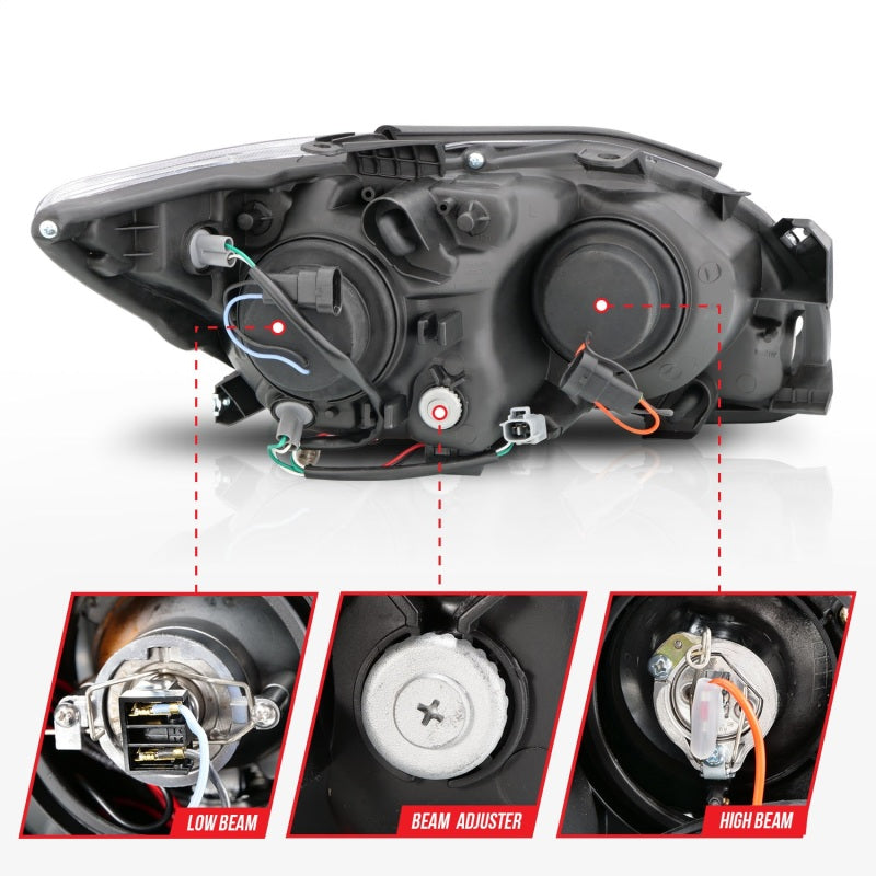 ANZO 2005-2010 Scion Tc Projector Headlights w/ Halo Chrome (CCFL) - Burkken Auto Parts