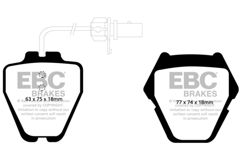 EBC 99-01 Audi A6 Quattro 2.7 Twin Turbo Sedan (8 Pad Set) Redstuff Front Brake Pads - Burkken Auto Parts