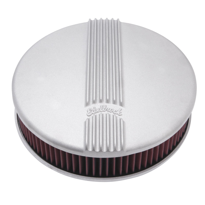 Edelbrock Air Cleaner Classic Series Round Aluminum Top Cloth Element 14In Dia X 3 9In Satin - Burkken Auto Parts