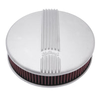 Edelbrock Air Cleaner Classic Series Round Aluminum Top Cloth Element 14In Dia X 3 9In Satin - Burkken Auto Parts