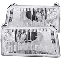 ANZO 1992-1996 Ford F-150 Crystal Headlights Chrome - Burkken Auto Parts