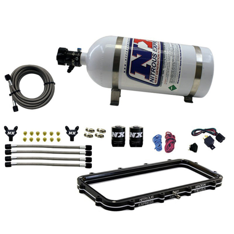 Nitrous Express Holley High Ram Plenum Nitrous Plate Kit w/15lb Bottle - Burkken Auto Parts