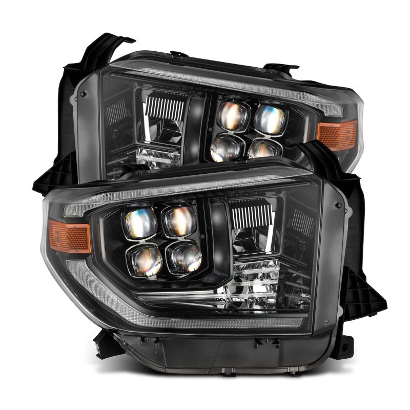 AlphaRex 14-21 Toyota Tundra NOVA-Series LED Proj Headlights Alpha-Blk w/Actv Light & Seq. Sig + DRL - Burkken Auto Parts