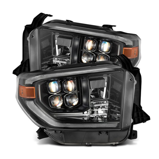 AlphaRex 14-21 Toyota Tundra NOVA-Series LED Proj Headlights Alpha-Blk w/Actv Light & Seq. Sig + DRL - Burkken Auto Parts