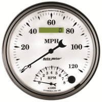 AutoMeter Gauge Tach/Speedo 5in. 120MPH & 8K RPM Elec. Program Old Tyme White II - Burkken Auto Parts
